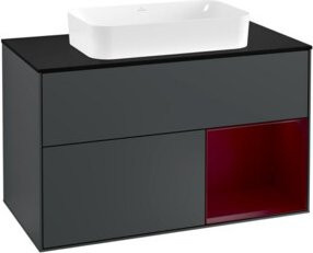 Villeroy & Boch Waschtischunterschrank Finion mit Abdeckplatte, Farbe Blau Lacquer, Breite: 100 cm, Tiefe: 50,1 cm - Bild 1