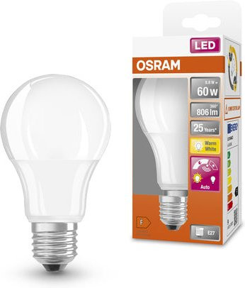 Osram LED DAYLIGHT Sensor Classic A LED Lampe matt, E27, 9W, 2700K Warmweiß, mit Dämmerungssensor - Bild 1