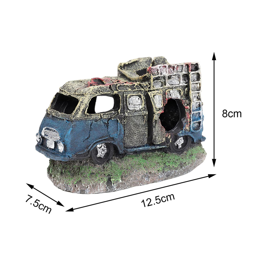 Kesoto Auto Wrack Aquarium Dekoration aus Keramik als Höhle für Betta und Garnelen, B/H/T: 12,5 x 7,5 x 8,0 cm - Bild 6