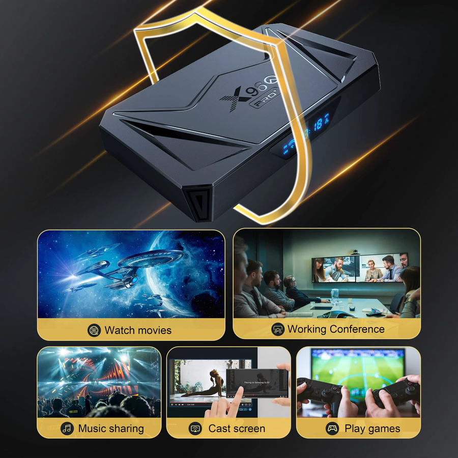 SZILBZ Android TV Box X96Q Pro Plus mit Allwinner H728, 8K Ultra HD Video, Wifi6 und LAN 1000M, Schwarz - Bild 3