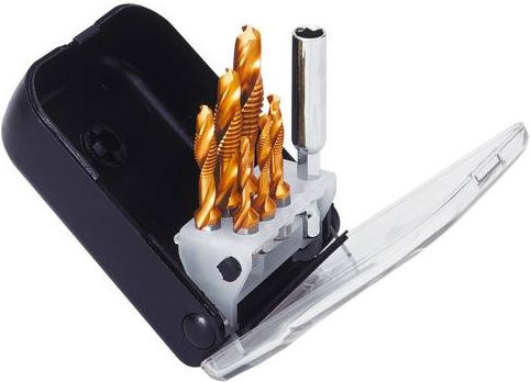 Exact 50909 Kombigewindebohrer-Set 8teilig metrisch HSS Rechtsschneidend in Gold - Bild 1