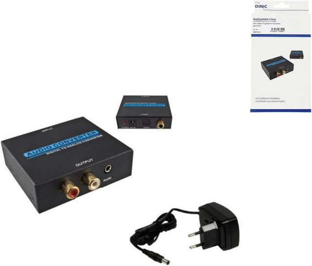 DINIC Digital-Analog-Audiowandler in Schwarz mit Toslink und RCA Anschlüssen - Bild 1