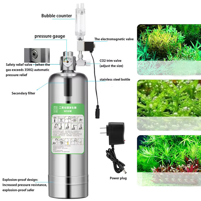 Dreamburgh Aquarium CO2 Generator System aus Edelstahl in Silber mit Blasenmesser zur Wasserinjektion für Wasserpflanzen - Bild 2