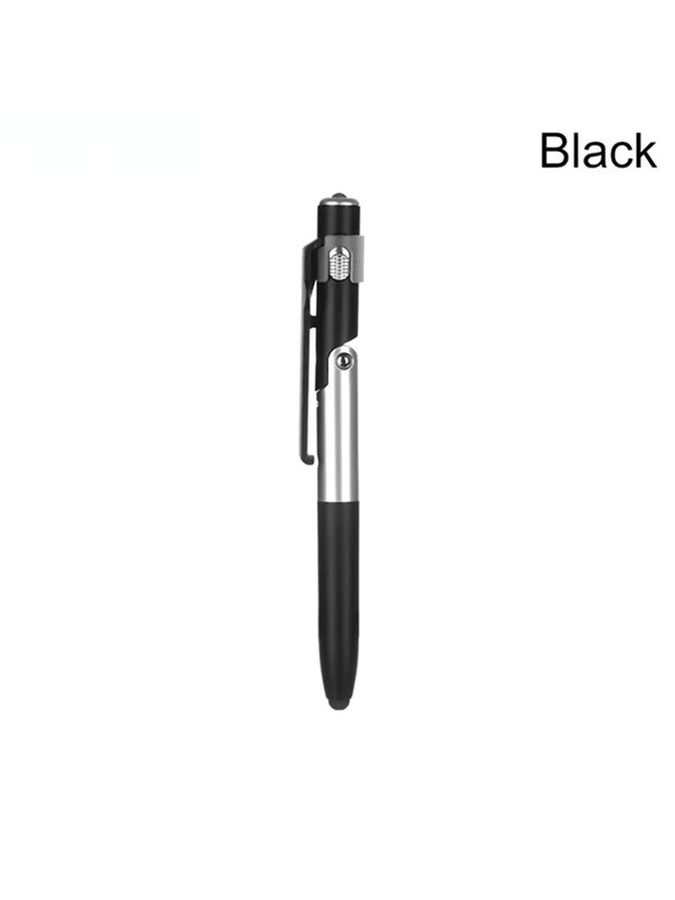 4-in-1 Multifunktionsstift mit LED-Licht und faltbarem Telefonständer, schwarzer Kugelschreiber aus Kunststoff für Büro und Schule - Bild 5