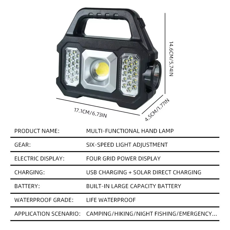 ESMARTER Hochleistungs-LED-Taschenlampe in Schwarz mit Solarladung und 6 Beleuchtungsmodi - Bild 2