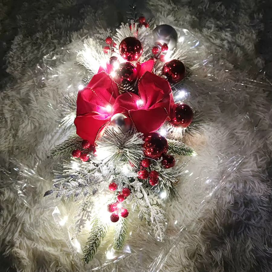 ALLOYSEED Weihnachtskranz-Anhänger mit Licht in Rot als dekorative Treppengirlande für deine Weihnachtsdekoration - Bild 2