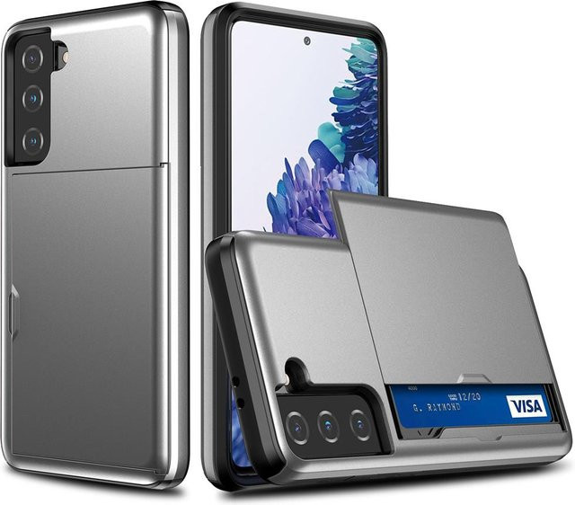Schiebe-Geldbörse Hülle mit Kartenfächern für Samsung Galaxy S20 in Grau - Bild 1