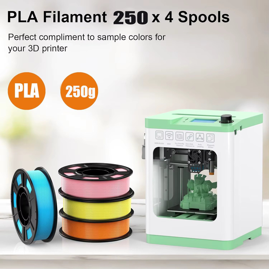 DINGSUN 3D-Drucker-Filament PLA Set, 4 Farben, 1,75 mm, 4 x 250 g, FDM Multicolour - Bild 2