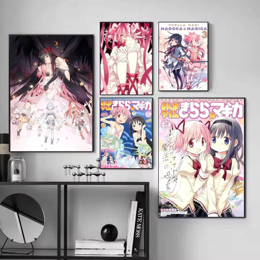 Selbstklebender Manga-Papierposter Puella Magi Madoka Magica in Pink und Multicolour, Wandkunst für dein Zuhause, B/H: 15 x 15 cm - Bild 2