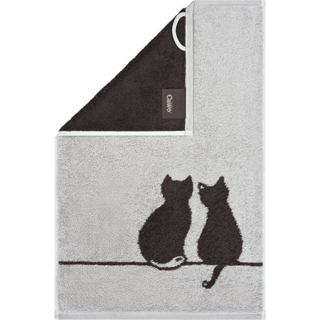 Cawö You & Me Gästetuch Cute Cats Edition in Grau und Weiß aus Baumwoll-Terry
