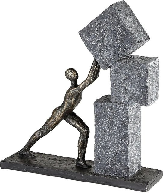 Gilde Skulptur Stacking in Bronzefarben und Grau, moderne abstrakte Tischdekoration, Höhe: 30,5 cm, Breite: 28 cm - Bild 1