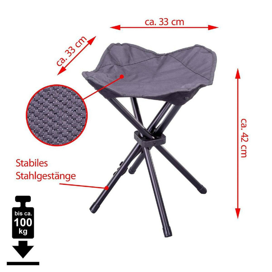 VCM 2er Set klappbare Gartenhocker aus Stahl in Schwarz B/H/T: 33 x 42 x 33 cm - Bild 2