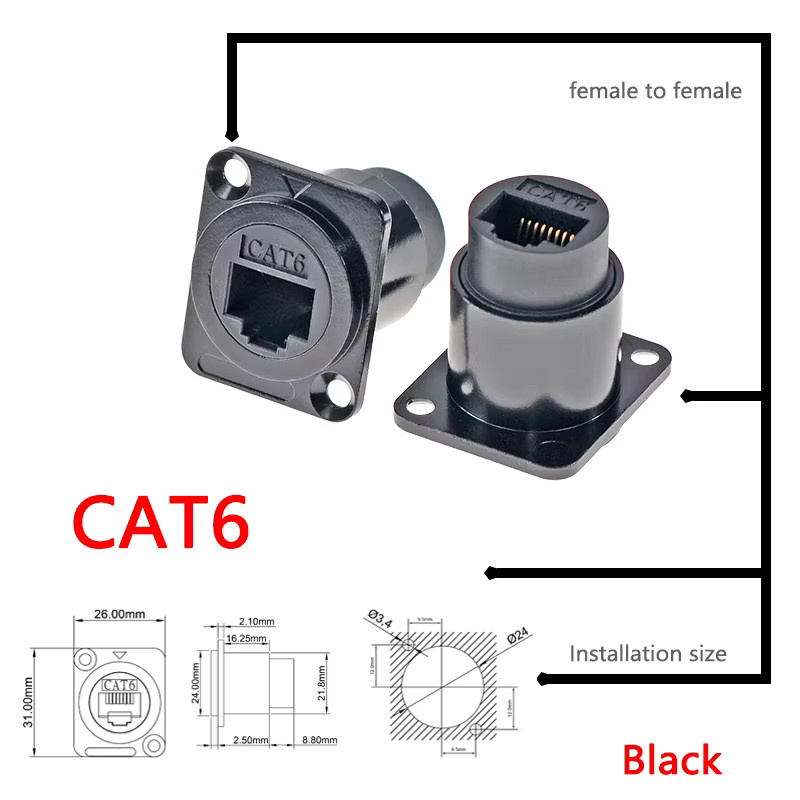 JCD Metall-D-Typ-Modul für Netzwerkpanels mit RJ45 Cat6, USB 2.0/3.0, USB-C und HDMI in Silber - Bild 2