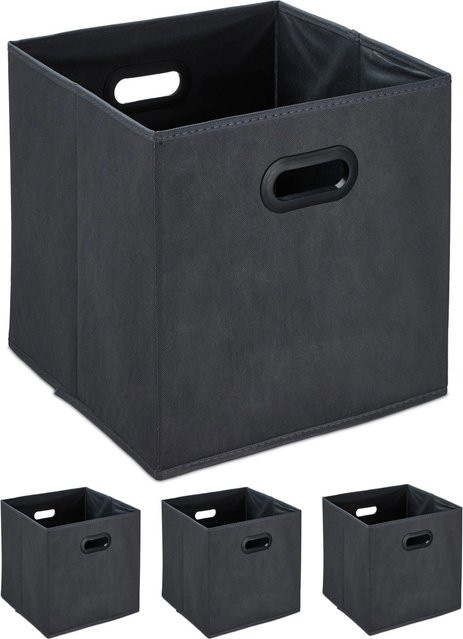 Relaxdays Aufbewahrungsbox 4er Set aus Vlies in Anthrazit, faltbar, B/T/H: 32 x 33 x 33 cm - Bild 1