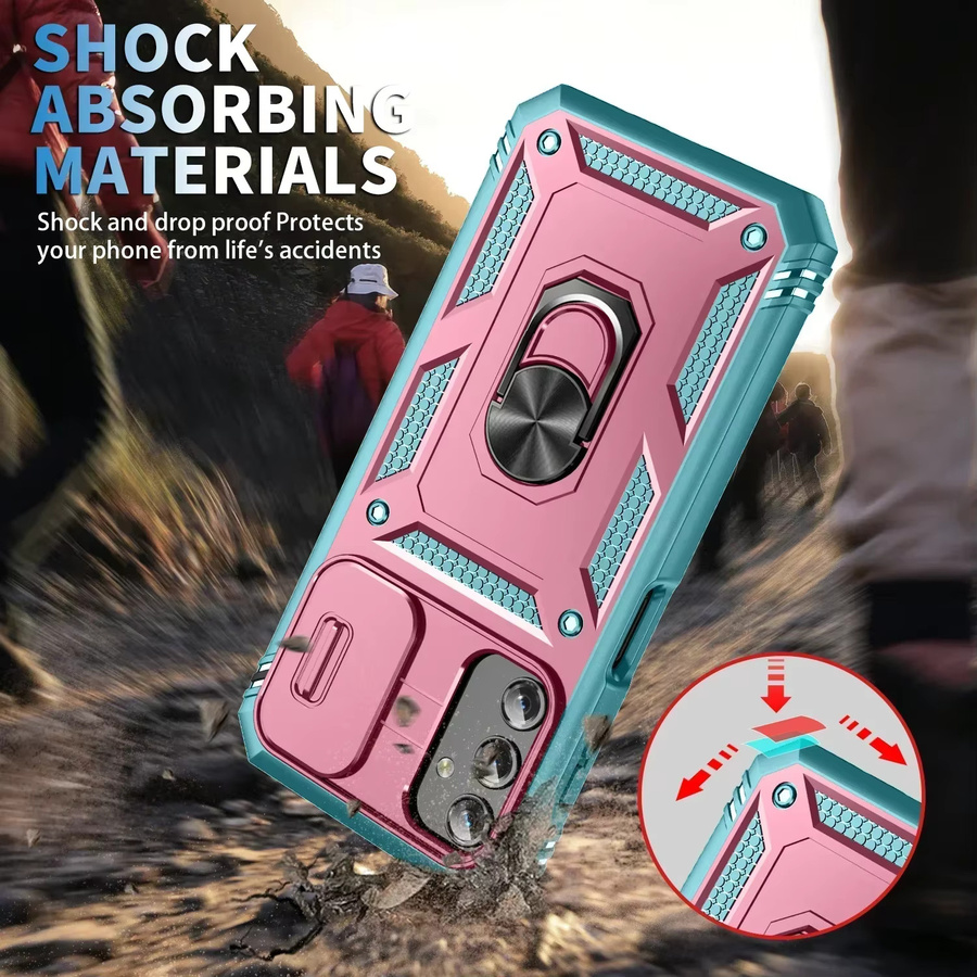 3in1 Heavy Duty Armor Case für Samsung Galaxy A56 A36 A26 A16 A06 A55 A35 A25 A15 A05S 54 34 24 14 53 52S 33 32 13 mit OTT-Box Cover in Pink Multicolour - Bild 3