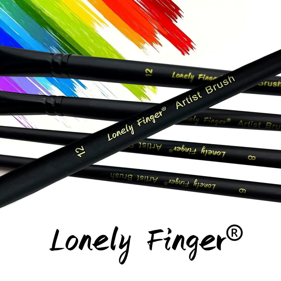 Lonely Finger Künstlerpinsel-Set mit 24 Teilen aus Nylonhaar in Schwarz - Bild 3