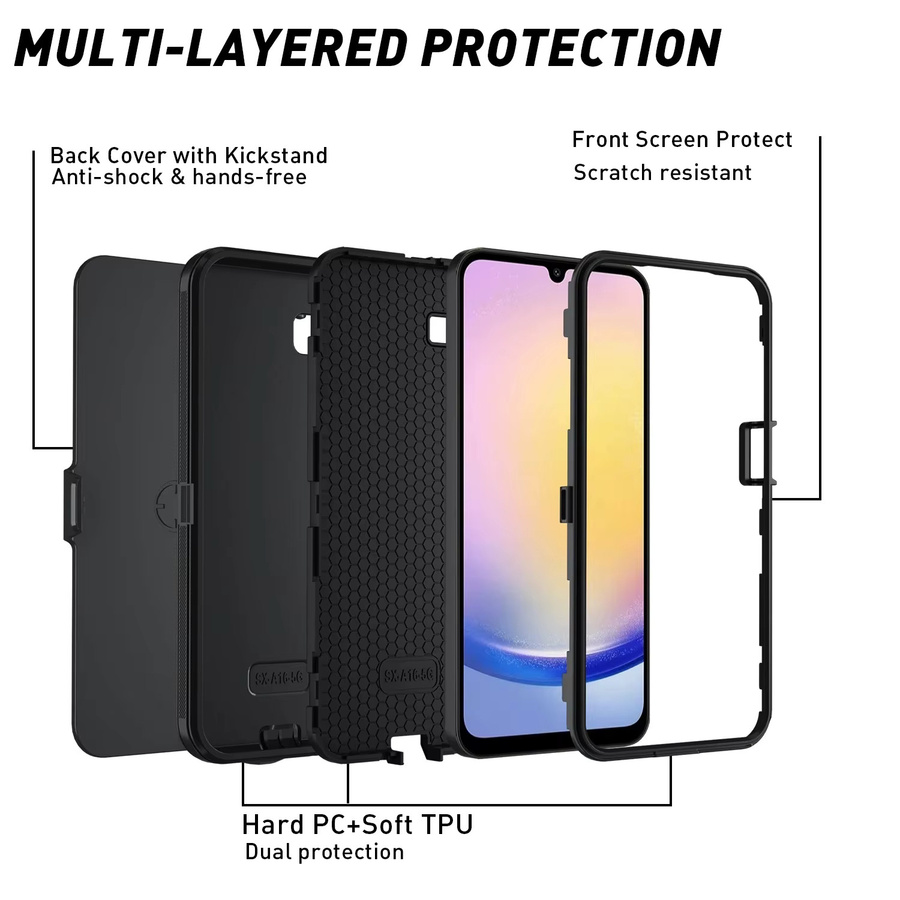 Defender Handyhülle im OTT-Stil für Samsung Galaxy A57 A37 A27 A17 A07 A56 A36 A26 A16 A06 A55 A35 A25 A15 A05S 4G 5G mit Gürtelclip in Schwarz, Blau und Grün - Bild 4