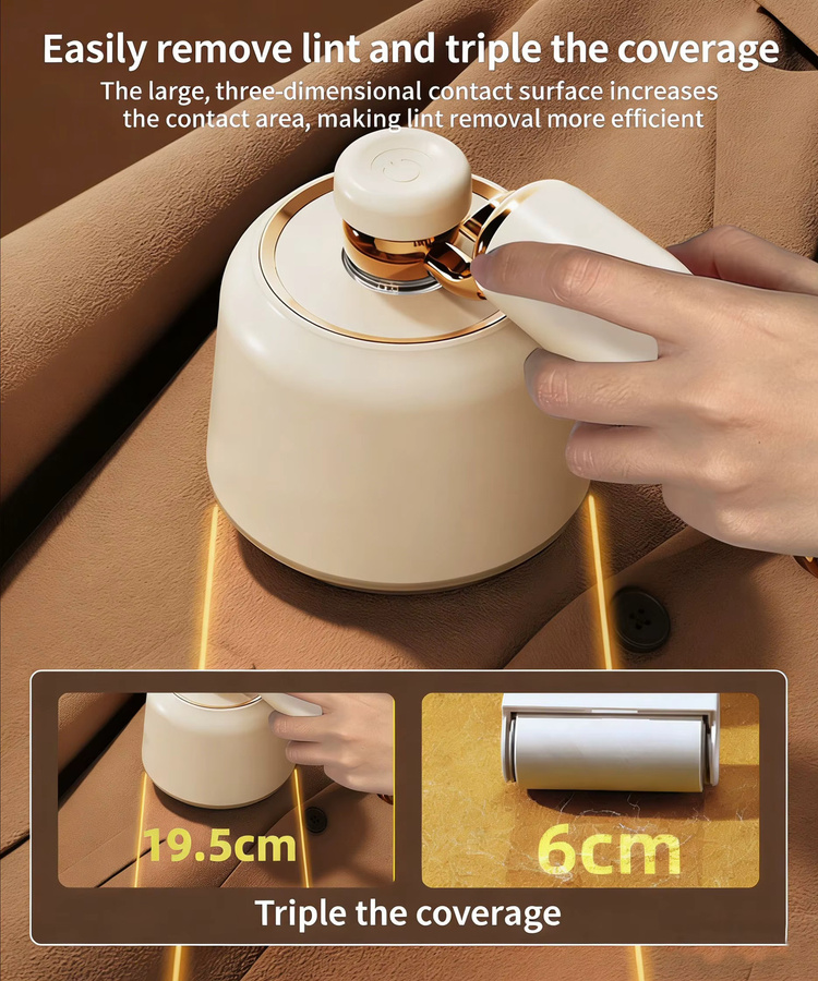 Elektrischer Flusenentferner Untior in Beige mit 6-Klingen-Pillenschneider und Sicherheitsvorrichtung, Typ-C aufladbar - Bild 5
