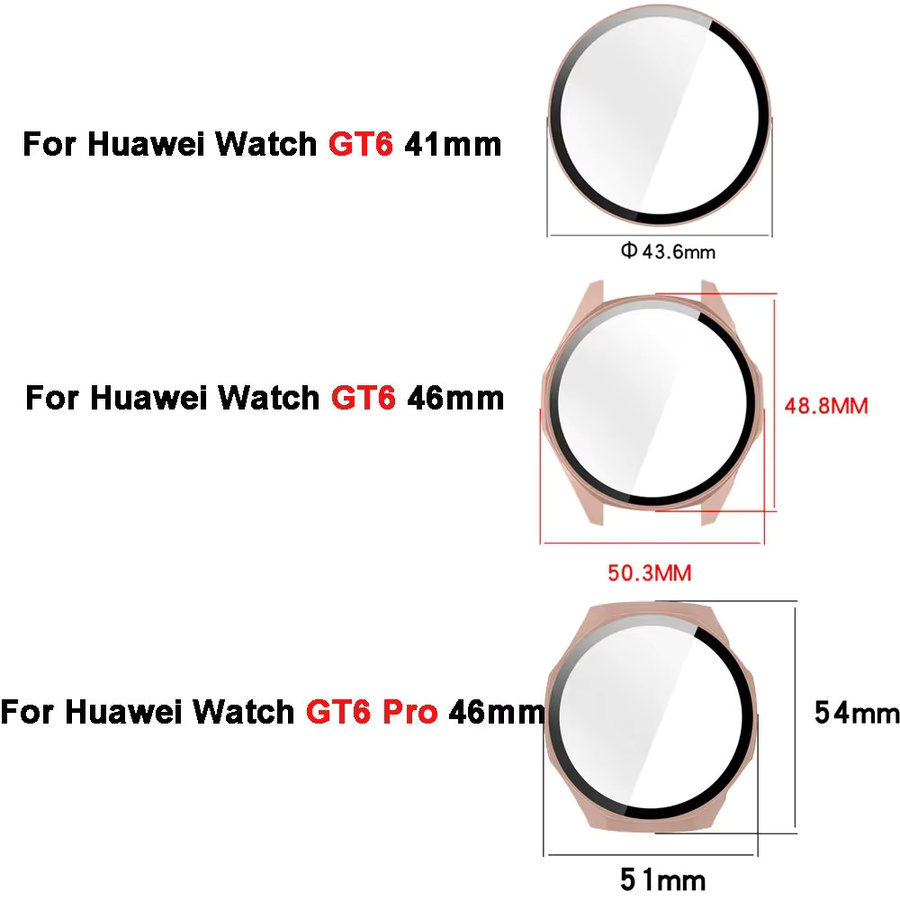 Huawei Schutzhülle Glas + PC, Schwarz, Huawei Uhr GT 6 Pro 46mm 41mm - Bild 2