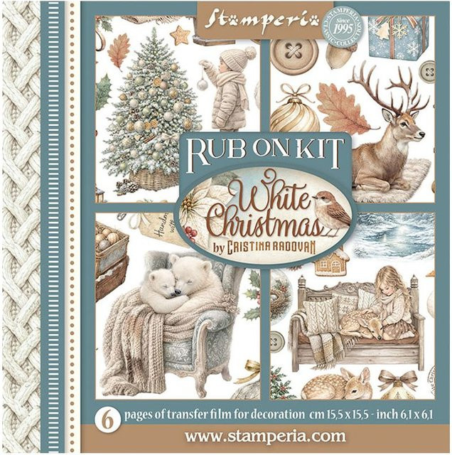 Stamperia Rub On Sortiment White Christmas in Multicolor - Bild 1
