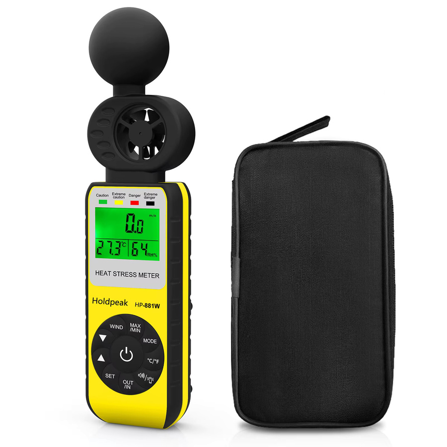 HoldPeak Digitales Anemometer mit WBGT-Tester als 4-in-1 Hitzestress-Messgerät für Windgeschwindigkeit, Lufttemperatur und Luftfeuchtigkeit (0 ~ 30 m/s, 0 ~ 50 °C) - Bild 2