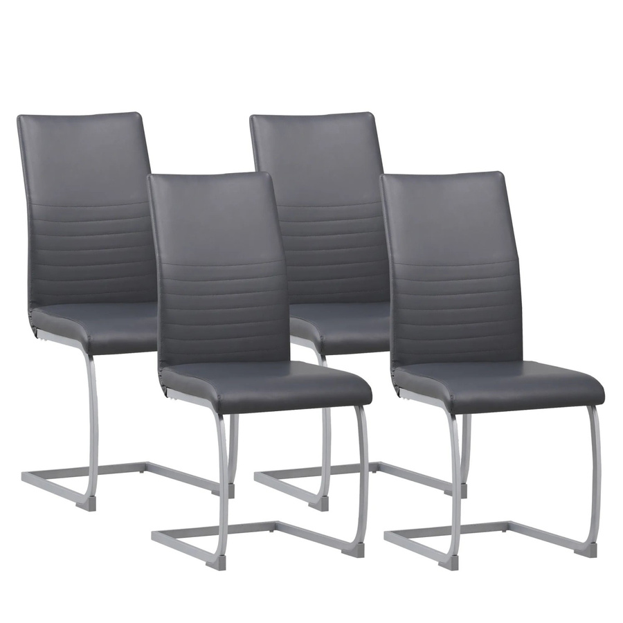 Albatros MURANO Freischwinger 4er Set in Grau mit Kunstleder-Bezug und Stahlgestell - Bild 2