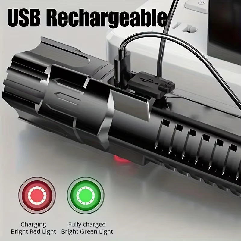 XIWANGFIRE LED-Taschenlampe mit 1000 Lumen, wiederaufladbar und wasserdicht für Notfälle und Camping - Bild 3