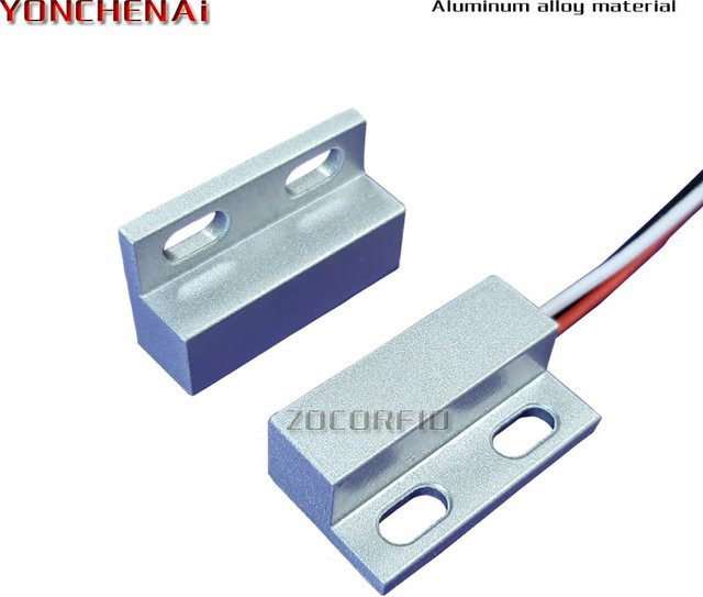 YONCHENAI Wasserdichter Magnetkontakt Sensor aus Aluminium für Tür und Fenster, Silber, 220V Kabelgebunden - Bild 1