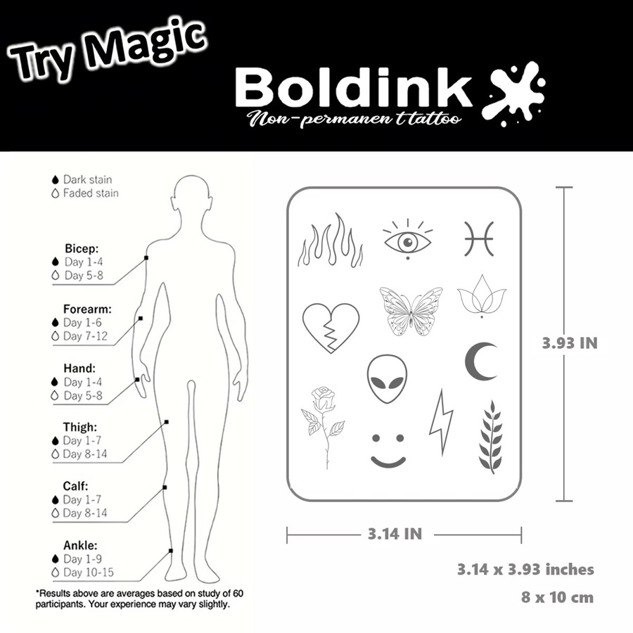 Boldink Semi-permanentes Tattoo, Exzentrische Symbole, Wasserfest - Bild 4