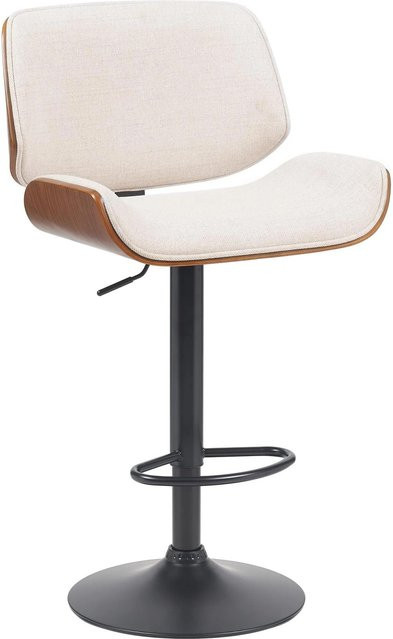 DELUKE Barhocker LOTUN Barstuhl mit Lehne, höhenverstellbar und drehbar, Stoff Walnuss/creme, B/T/H: 55 x 51 x 93 cm - Bild 1