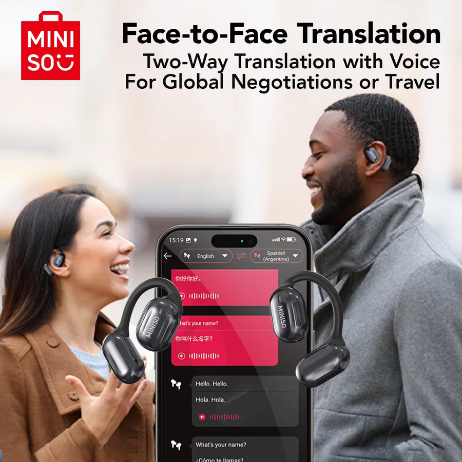 MINISO MS162 Übersetzer-Kopfhörer Bluetooth Drahtlose Face-to-Face Übersetzung Kopfhörer Schwarz - Bild 4