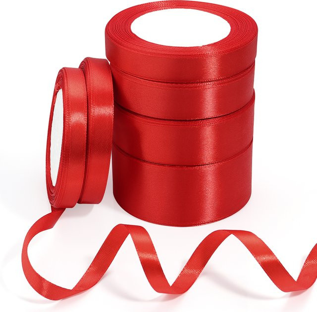 Rotes Satinband für DIY Dekorationen, Hochzeit, Party und Weihnachten, Länge: 25 Yards - Bild 1