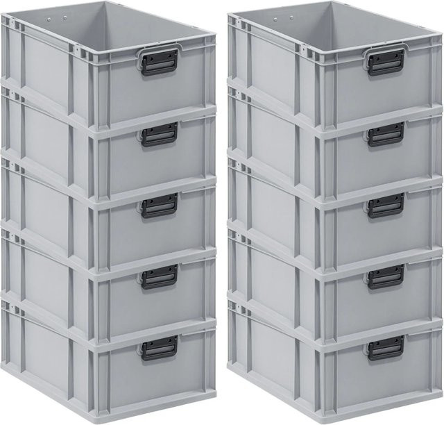 PROREGAL Spar Set 10x Eurobox Nextgen Portable Duo Transportbehälter Grau H x B x T: 22 x 40 x 60 cm - Bild 1