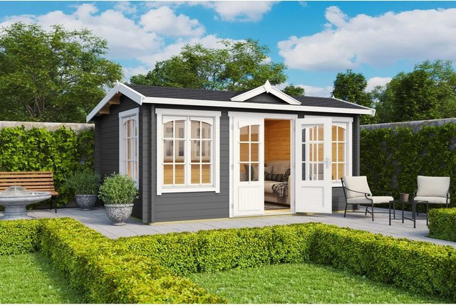 Lasita Maja Gartenhaus Windsor 44 in Carbongrau, B/H/T: 440 x 239,4 x 340,2 cm - Bild 1