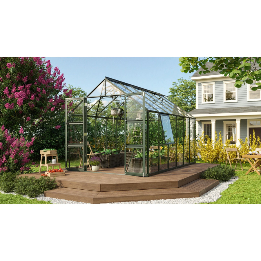 Vitavia Gewächshaus Olymp 9900 in Smaragd mit Einscheibensicherheitsglas und Fundamentrahmen - Bild 4