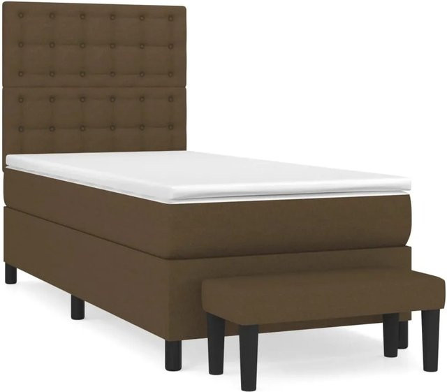 vidaXL Boxspringbett mit Matratze und Kopfteil in Dunkelbraun, B/T/H: 100 x 200 x 118 cm - Bild 1