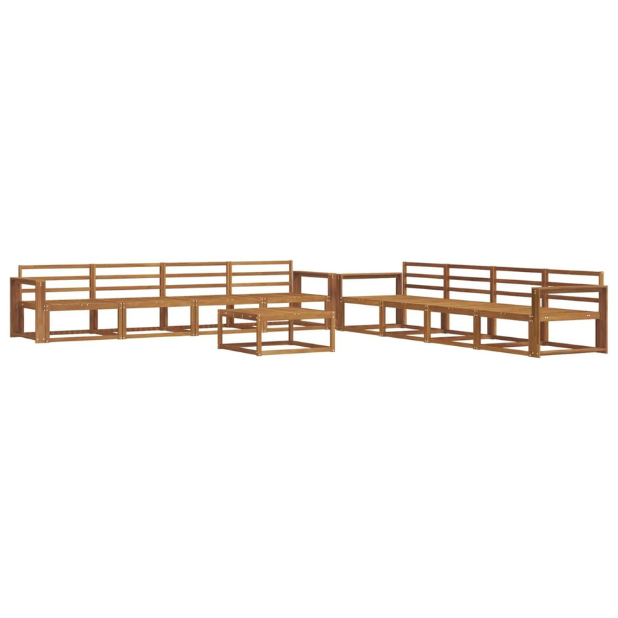 vidaXL Outdoor-Sofagarnitur 9-teilig aus Massivholz Akazie in Braun, L-Form mit Tisch und Armlehnen - Bild 2