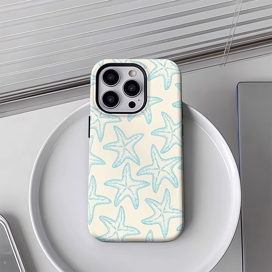 Potdemiel Handyhülle Seestern Blau mit doppelschichtiger Rückseite für iPhone 17 16 15 14 13 12 Pro Max Plus - Bild 3