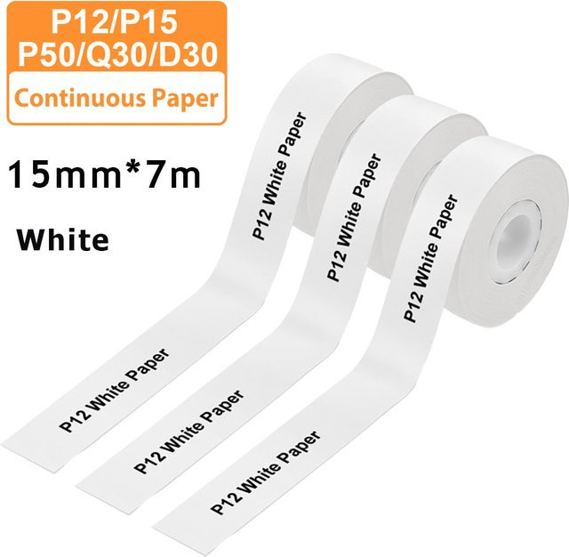 MrLabel Etikettenpapier Set aus 3 Stück, wasserfest und selbstklebend, passend für P12 P15 D30 Q30 Thermodrucker, Farbe: Rot und Weiß, Breite: 1,5 cm, Länge: 7 m pro Rolle - Bild 1