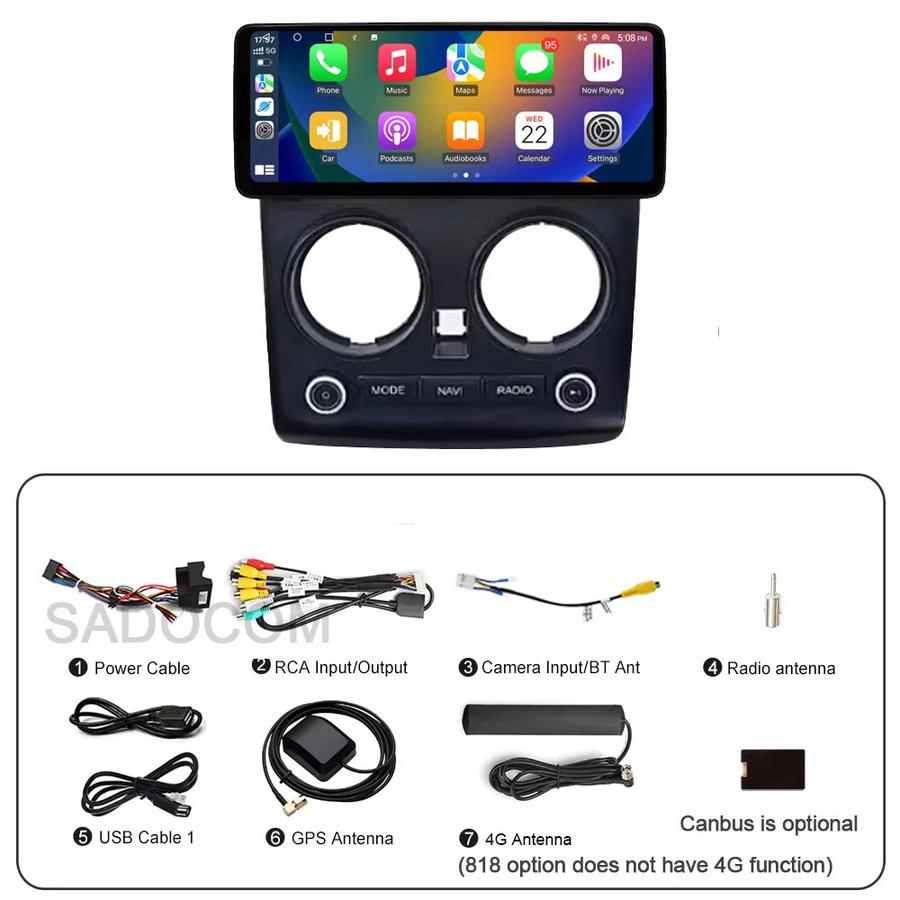 Sadocom Android 14 Autoradio mit 12,3 Zoll Display, 12GB RAM + 256GB Speicher, Carplay, GPS und WIFI für Nissan Qashqai J10 (2007-2015), Schwarz - Bild 5