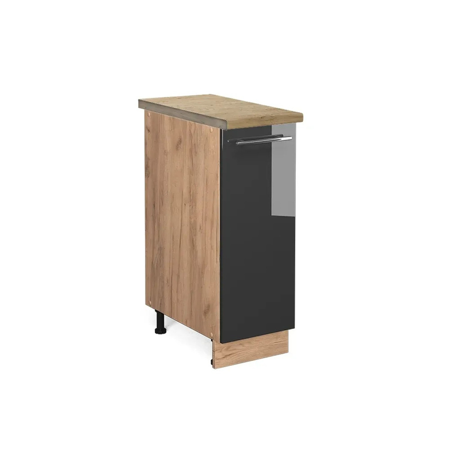 Vicco Apothekerschrank Fame-Line Anthrazit Hochglanz und Eiche mit Goldakzenten, Wandmontage, B/T/H: 30 x 20 x 82 cm - Bild 2