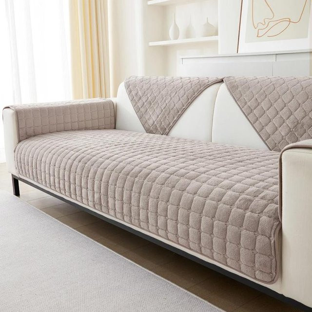 HOMEMOTION Sofabezug aus weichem Plüsch in Kaffeebraun, rutschfester Schonbezug für dein Sofa, B/H: 70 x 90 cm - Bild 1