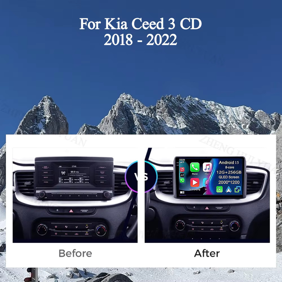 TIEYEZ Android 15 Multimedia Radio für Kia Ceed 3 CD 2018 - 2022 mit Carplay, WIFI, 4G, GPS und Navigation in Schwarz - Bild 2