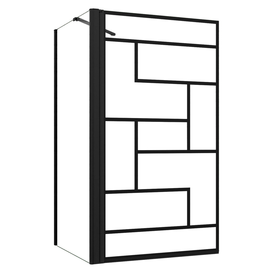 AICA Badewannenfaltwand mit Seitenwand Schwarz kariert Transparent B: 80 cm, T: 70 cm, H: 140 cm - Bild 2
