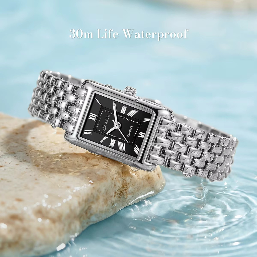 LIGE Armbanduhr, Quarz, rechteckig, Edelstahl, Silber, Damen - Bild 3
