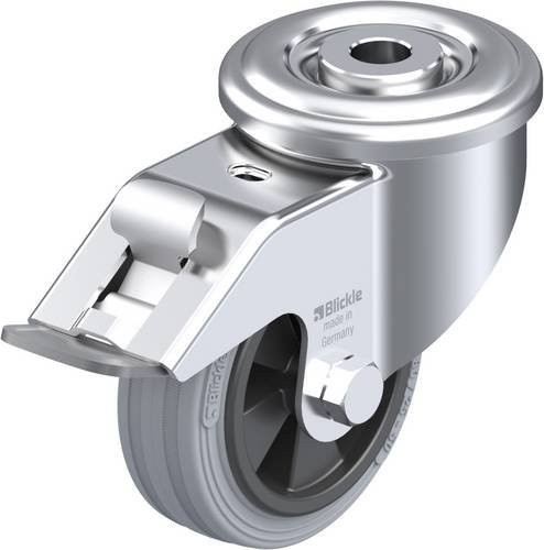 Blickle Lenkrolle LER-VPP 80G-FI-SG mit Feststeller, Rad-Durchmesser: 80 mm, Tragfähigkeit: 50 kg, Farbe: Silber - Bild 1