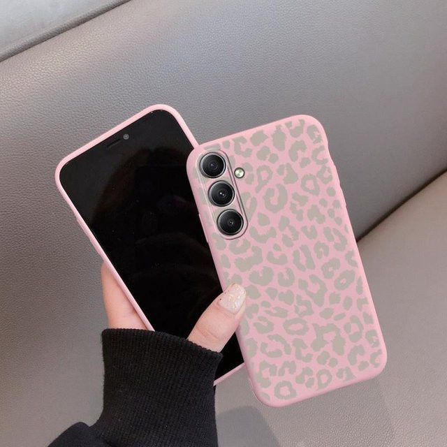 Stoßfeste Silikonhülle mit Leopardenmuster von funads für Samsung, Xiaomi, iPhone, Huawei, Honor und Realme in Rosa - Bild 1