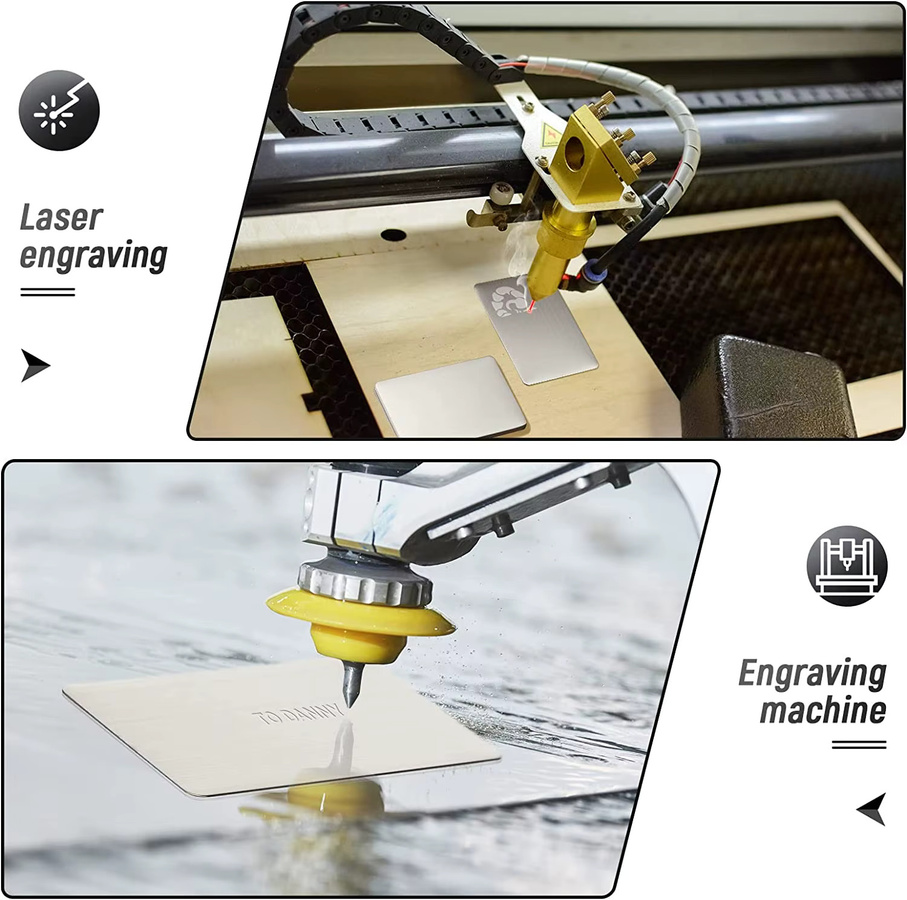 Visitenkarten aus Edelstahl 304 in Silber mit matter gebürsteter Oberfläche für Lasergravur und DIY-Geschenkkarten - Bild 3