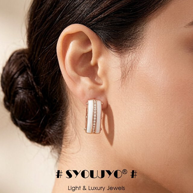 SYOUJYO Ohrringe, 585 Gold, Roségold, Zirkonia, Damen - Bild 1
