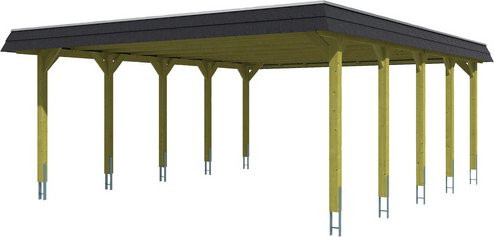 Skan Holz Carport Spreewald mit EPDM Dach und schwarzer Blende in Nussbaum, B/T: 585 x 741 cm - Bild 3